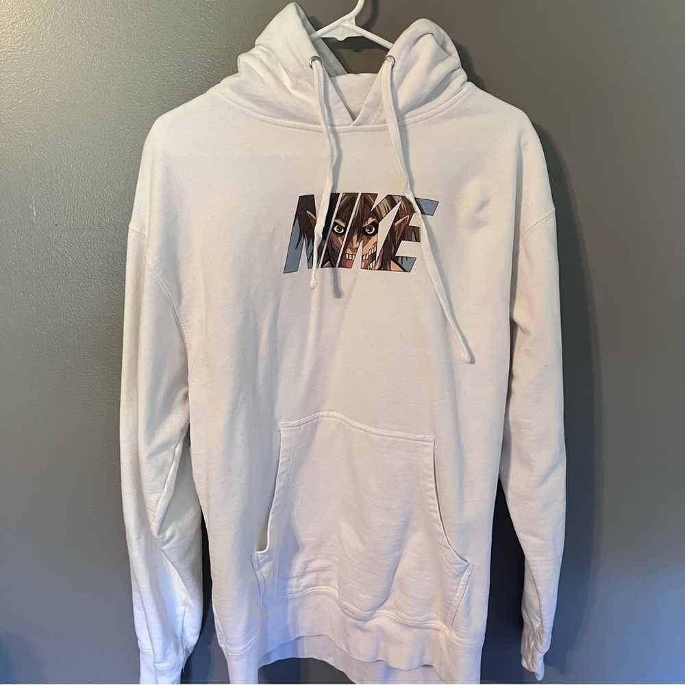 Attack on titan nike logo white hoodie